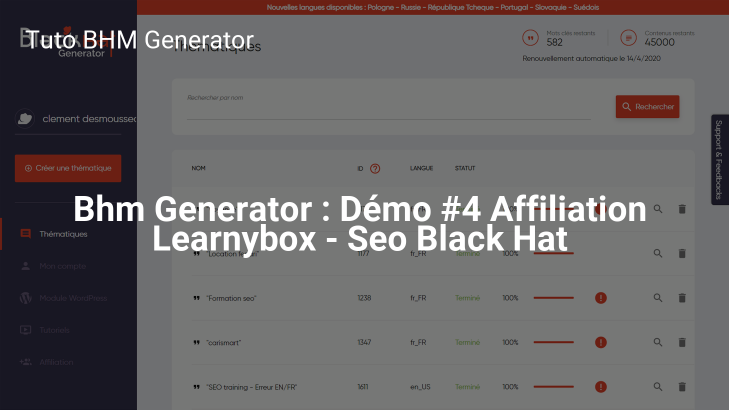 Bhm Generator : Démo #4 Affiliation Learnybox – Seo Black Hat