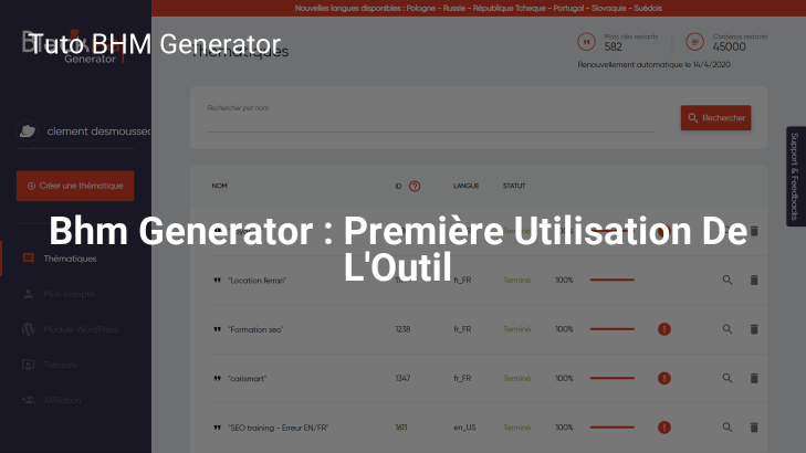 Bhm Generator : Première Utilisation De L’Outil