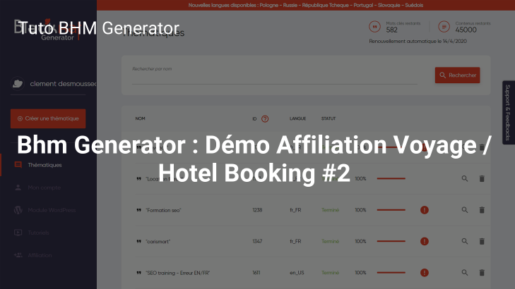 Bhm Generator : Démo Affiliation Voyage / Hotel Booking #2