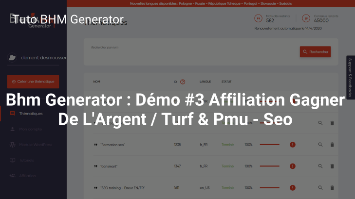 Bhm Generator : Démo #3 Affiliation Gagner De L’Argent / Turf & Pmu – Seo