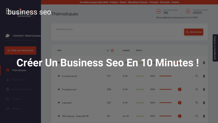 Créer Un Business Seo En 10 Minutes !